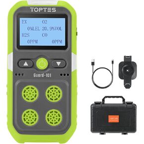 Guard-101 Gas Detector, 4 Gas Monitor for H2S, CO, LEL and O2, with Vibration, Visual and Audible Alarms, 14h Long Battery Life, Safety Explosion-Proof, for Work, Home - Orange