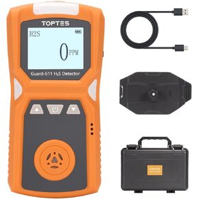 Guard-611 Portable H2S Detector Features a Convenient H2S Monitor Clip on, Rechargeable with 5-Day Battery, Low Battery Warning, Safety Explosion-Proof-Orange