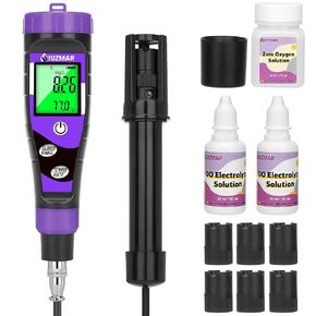 Smart Dissolved Oxygen Meter Kit with Spare Components Electronic Portable DO Tester with Reinforced Polarographic Probe for Aquaculture Fish Tank Wastewater Treatment