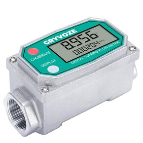 3/4 Inch Digital Turbine Fuel Flow Meter, 0.8-13.2 GPM Inline NPT Thread Flowmeter for Water, Diesel, Gas Oil, Kerosene, Methanol, and Other Liquids - Supports Gallon, QTS, PTS, L, m³