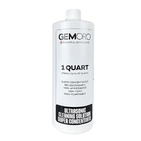 GemOro Jewelry Cleaner Solution Concentrate for Ultrasonic Machines | Professional Performance Liquid Cleans Rings Watches Glasses Earrings & Coins | Compatible with Diamond Gold & Silver (1 Quart)