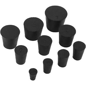 19-Pack (10 Assorted Sizes) 000# -7# Solid Rubber Stoppers