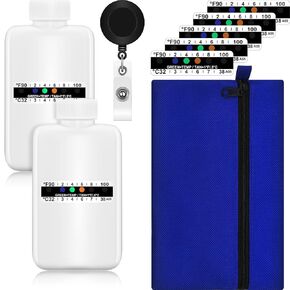 14 Pcs Urine Test Complete Kit 2 Portable Empty Bottles 10 Adhesive Temperature Test Strip Sticker Hidden Detachable Zipper Pouch Portable Travel Bottle for Urine Testing (Classic Style)