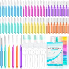 Lezmarket 450PCS Interdental Brushes and Flosser Picks Kit, Braces Brushes, Soft Picks and Dental Floss Sticks for Teeth, Braces Cleaner Brush Tooth Floss Pick Between Teeth Brushes for Braces