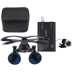 Bestlife 3.5x420mm DentaL Medical Binocular Loupes with Head light Lamp (Black),
