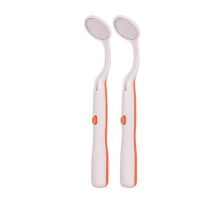 RZJZGZ Dental Mirror LED Lighted Mirror Teeth Inspection Mirror Anti Fog Curve Angle Dentist Oral Care Tool（2pcs） (Orange)