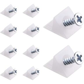 Canomo 100 Packs Furniture Chest Drawer Bottom Repair Fixing Mending Wedges 90 Degree Drawer Plastic Angle Code Bracket Fastener with Screws, White