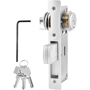 Storefront Mortise Door Lock, Commercial Mortise Lock with Lock Cylinder Aluminum Door Locks Double Cylinder Hook Deadbolt Lock Set for Storefront Entry Doors