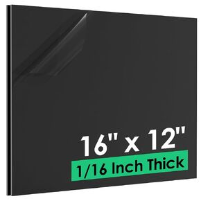 ABS Plastic Sheet 1/16 Inch Thick - 16" x 12", 2 Pack Black Plastic Sheet Rigid Thermoplastic Sheet, ABS Plastic Board for Craft, DIY Display Project, 2 Different Surfaces - Texture & Smooth