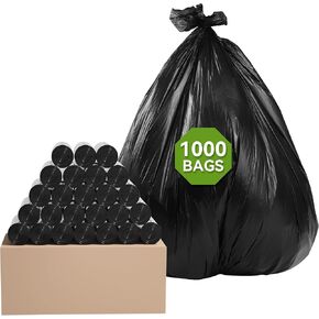 KAYLOWE Small Trash Bag Wholesale 4 Gallon Bathroom Trash Can Liners 1000 Count Mini Plastic Garbage Bags for Bathroom, Bedroom, Office, Kitchen,Black