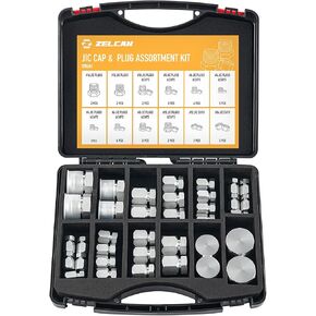 ZELCAN O Ring Face Seal Fitting Kit, Hydraulic Hose Tube and Pipe Fittings, ORFS Cap and Plug Set for Hydraulics, Heavy Duty O Ring Assortment Kit Precision Threaded, ORFS Sizes 4 6 8 10 12 16