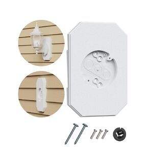 Siding Light Mounting Block, 8141DBL White Outdoor Mounting Plate kit with Built-in Electrical Box, Vinyl Siding Block for 1/2 inch Double, 1 Pack