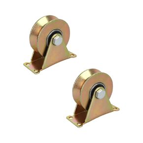 3in V-Groove Pulley，45# Steel Sliding Gate Casters Wheels with Bracket，Electroplated Anti-Corrosion Wheel，Sliding Gate Kit，for Industrial Machines，Sliding Gates and Wire Rope Rails (2 Pack)