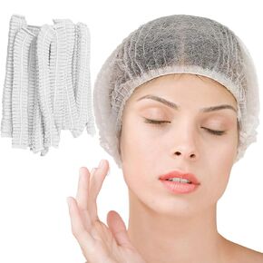 Disposable Bouffant Caps 100 Pcs,21inches Hair Net， Elastic Dust Cap for Food Service, Sleeping Head Cover (Black)