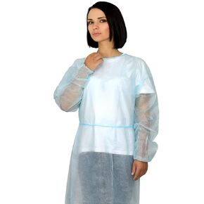 10PCs Dental Grade Disposable PP+PE Isolation Gown AAMI by VASTMED | Long Sleeve & Elastic Cuff Universal Size Level-2