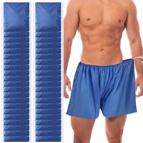 Jiuguva 50 Pcs Disposable Medical Exam Shorts Patient Exam Wear Non Woven with Elastic Waistband Large Unisex Shorts Bottoms Blue Medical Supply for Spa, Massage, Examination and Medical Services
