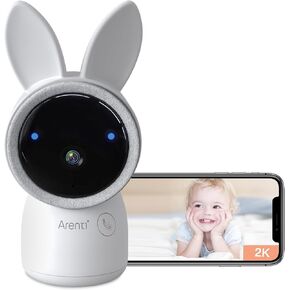 ARENTI Split-Screen Baby Monitor 2 Cameras, Audio Monitor with Two 2K UHD WiFi Cameras,720P 5" Color Display,Night Vision,Cry Detection,Motion Detection,Temp&Humidity Sensor,Two Way Talk,App Control