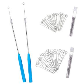 Metal Inoculation Loop, Mycology Sampling Rod with 2pcs Handle and 90pcs Nickel Reusable Inoculating Ring