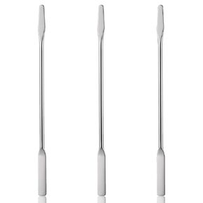 3 Pcs Small Metal Spatula, Lab Spatula, Double Ended Micro Spatula, Stainless Steel Mini Spatula, Square/Round End Spatula, Makeup Spatula Tool for Mixing Cosmetics