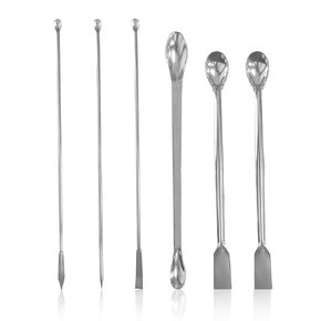 NIIIYTYB 6Pcs Lab Spoon Lab Measuring Spoons Micro Scoop Set Stainless Steel Reagent Sampling Spatulas for Micro Laboratory Supplies