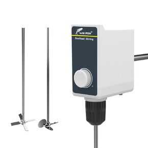 LAB FISH Overhead Stirrer Lab Stirrer | Stirring Rod and Stainless Steel Stand | Mixer Adjustable Speed 100-1500RPM Capacity 20L 20000 mPas Timing 1min-24h AC 100-240V 50W