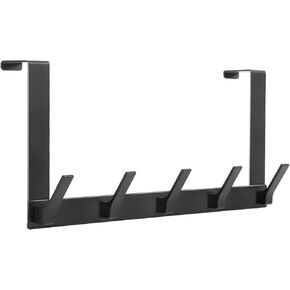 Over The Door Hooks, Door Hanger Hook, Over The Door Towel Rack for Bathroom, Door Towel Hanger for Hanging Clothes Hat (Black, 1 Pack)