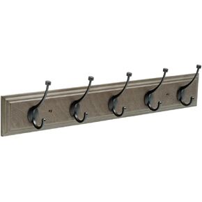 Franklin Brass Pilltop (1-Pack) 27" Coat Rack Wall Mount Driftwood Grey Hat Rack with 5 Hooks Hanging Hook Rail for Clothes, Towels, Purses, Bags, Kitchen, Entry, Closet Organization FBPLLT5-513-R
