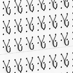 HUHOLE Pegboard Hooks, J-Hook, 1 Inch Black Hooks 40 Pack, Ideal Display Pegs for Hanging Jewelry, Necklaces, Keys, Retail Items, Small Tools, Will Not Fall Out, Fit 1/8" 3/16" Peg Boards