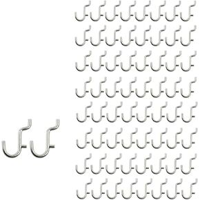 100PCS Metal Pegboard J Hook Accessories Peg Board Wall Display Assortment for Jewelry Organizer Hanging Tools