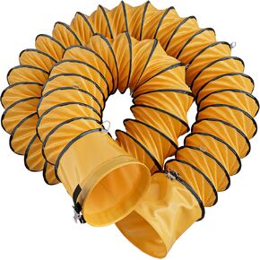 Hon&Guan 12 Inch PVC 25 FT Flexible Duct with Adjustable Rope and D-Shaped Rings, Suitable for Free Hanging and Utility Blower Exhaust Fan Support