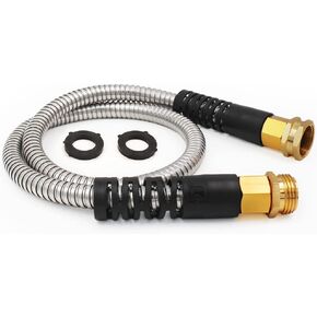 Cesun Metal Garden Hose 100 foot - 304 Stainless Steel Water Hose, Flexible, Lightweight and No-Kink Metal Hose with Brass Nozzle for Outdoor, Yard