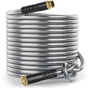 Stainless Steel Garden Hose 6 ft, Flexible Metal Water Hose 6ft with 3/4'' Crush Resistant Solid Brass Fittings, Heavy Duty, No Kink & No Tangle, Lightweight, Durable, Easy to Coil