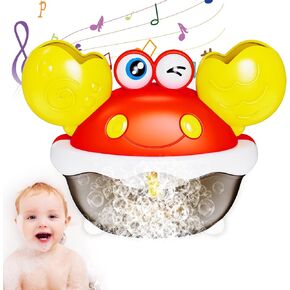 Crab Bath Bubble Maker, Rechargeable Automatic Bath Bubble Machine with 12 Songs, Crab Bath Toys for Baby Toddlers Kids Boys Girls（Pink）