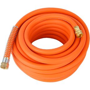 Aain Rubber Garden Hose 5/8 in. x 50 ft with 3/4'' Male to Female Solid Brass Fittings Flexible Lightweight Water Hose for All-weather Outdoor, Car wash, Lawn 500 Burst PSI, Orange
