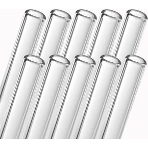 Glass Blowing Tubes, 10pcs 4inch Long Clear Transparent OD 12mm ID 9mm 1.5mm Wall Thickness Borocilicate Glass Tubes for Cut Art DIY