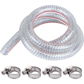Gerguirry 1" ID x 3.3FT Steel Wire Suction Hose PVC Reinforced Tubing High Pressure Flexible Vinyl Hose Heavy Duty Clear Vacuum Suction Tube for Dust Collection Drain Fuel