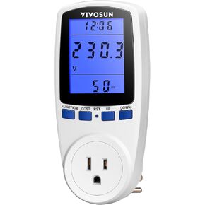 VIVOSUN Upgraded Electricity Usage Monitor, Plug-in Power Meter, Watt Voltage Amps Meter with Backlight LED, Home Energy Monitor, Overload Protection and 7 Display Modes for Energy Saving
