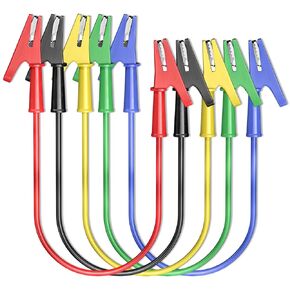 Goupchn 5PCS Alligator Clips Test Leads Dual Ended Crocodile Wire Cable with Insulators Clips Test Flexible Copper Cable for Electrical Testing 3.3ft/1m