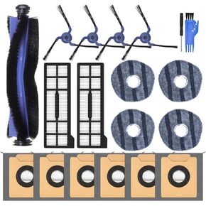 19 Pack X10 Accessories Kit Replacement Compatible with Eufy X10 Pro Omni Vacuum, 1 Main Brush, 4 Mop Cloth Pads, 4 Side Brushes, 2 HEPA Filters, 6 Replacement Dust Bags,1 Cleaning tools,1 Screwdriver