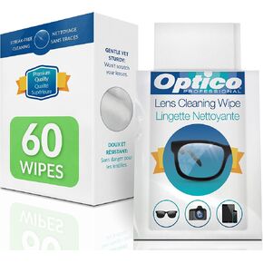 Premium Lens Wipes - Quality Cleaning Wipes for Eyeglasses, Small Screen Cleaner and Electronic wipes - Pre-Moistened, Streak-Free and Individually Wrapped, Box of 60 Wipes