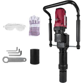 JKCHENPRO 1250W Electric Pile Driver Hammer, 110V Handheld Pile Driver, 1700 BPM Sufficient Power Electric T Post Driver with 45mm, 55mm,88mm pile sleeve