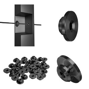 40-Pack Deck Cable Railing Grommets-1/8 Wire Rope Level Wheel Guards for Cable Railing Posts, Stainless Steel Cable Railing Protector Sleeves-Black-CG01