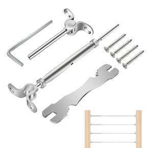 10 Pairs Cable Railing Kit 1/8" Swage Toggle Turnbuckle Hardware T316 Stainless Steel for Wood Post WoodEasy System Angle 180° Adjustable Stairs Deck 10 Cable Lines