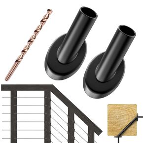 [Patent]CKE 40 Pack Black 45 Degree 3/16" Angle Beveled Protector Sleeves, T316 Stainless Steel 45 Degree Black Protective Sleeves for 1/8" 5/32" 3/16" Stair Deck Cable Railing Kit for Wood Post BCR45