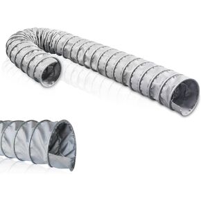 Heat Resistant Silicone Coated Fiberglass Air Ducting Sturdy Hose, -65 to 550 °F, 16 ft (8" ID)
