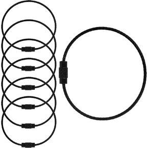 BokWin Black Stainless Steel Wire Keychain,1.5mm-5.9 Inch Metal Wire Ring for Luggage Tag Loops Cable Loop Ring
