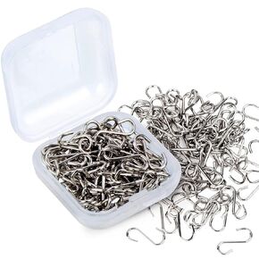 Shappy 100 Pcs Small S Hooks for Hanging Mini Ornament Hooks 0.55 Inch Mini S Hooks Metal Tiny S Wire Hooks Connectors Miniature Hooks Hanger Ornament for Christmas Tree DIY Crafts Jewelry (Silver)