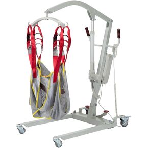 Electric Patient Lift, High-Capacity Rechargeable Battery, Low Base, 400 lb Weight Capacity with Adjustable Base and Sling, Easy-Assembly, Battery-Powered.