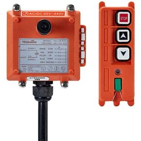 Hoist Crane Industrial Radio Remote Control Wireless Transmitter Stop Button 2 Key Switch F21-2S (1 Transmitter+1 Receiver) (F21-2S AC/DC 65V-440V)