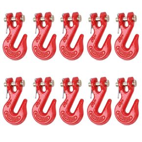 1/4" G80 Clevis Grab Hook,10 Pack Heavy Duty Grade 80 Transport Chain Hooks Tow Hook,3300 Lbs Working Load Limit,for G80 Chains and Binders,Trailer Trucks